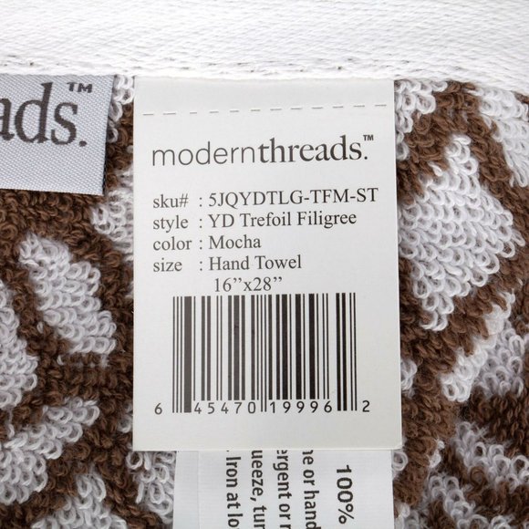 Modernthreads Designer Trefoil Brown/White 6 Piece Towel Set - Picture 10 of 11